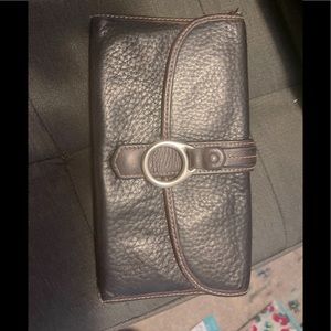 Dark brown Dooney and Burke pebble leather wallet